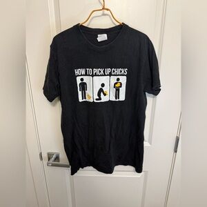 Women's Black Cotton How To Pick Up Chicks Graphic Tee in size L
